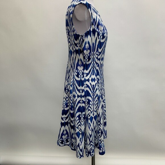 Zarr Collection Women's Dress 14 White Blue Multicolor Sleeveless NWT - Picture 4 of 7